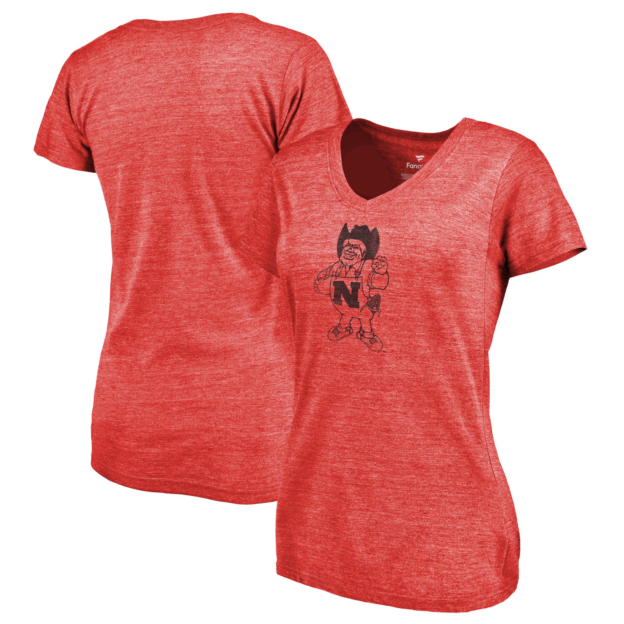 2020 NCAA Fanatics Branded Nebraska Cornhuskers Women Scarlet College Vault Primary Logo TriBlend VNeck TShirt